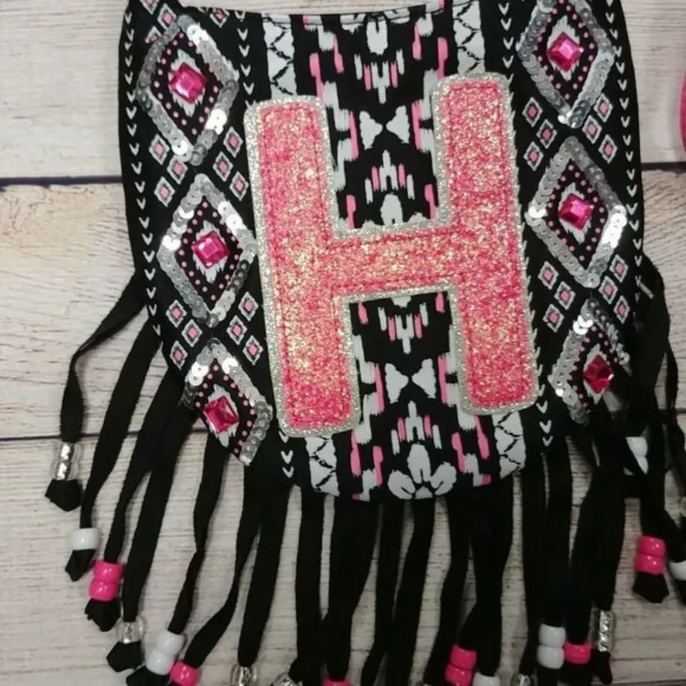 Justice Black‎ Pink Beaded H Child's Handbag